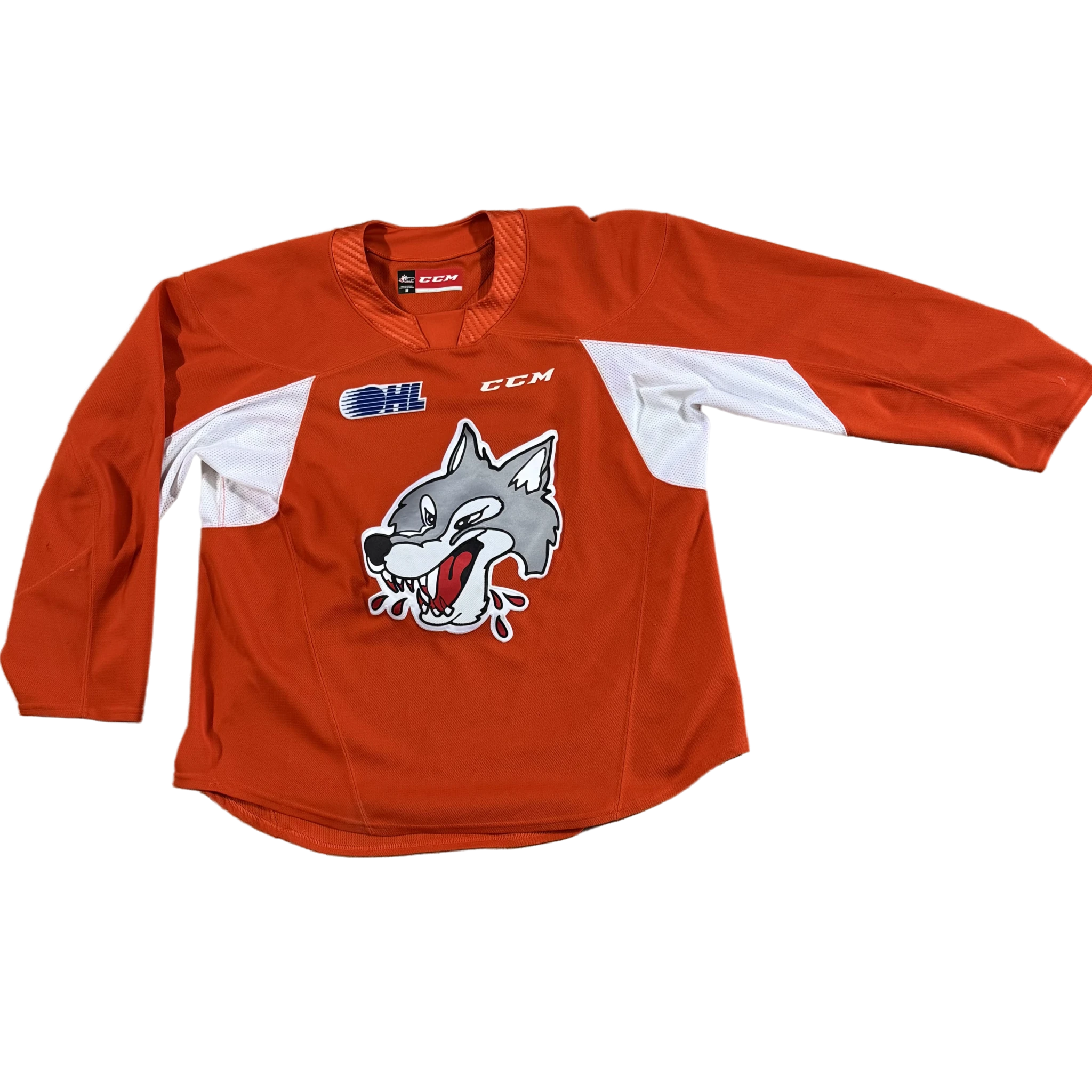 OHL - Maillot d'entraînement CCM Sudbury Wolves d'occasion (orange)